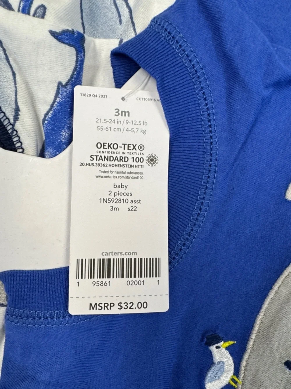 Carter's Blue‎ Whale Short-Sleeve One-Piece Bodysuit